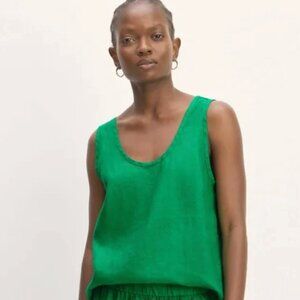 NWT Everlane | Oversized Linen Scoop Tank in Grass Green | Size 2*